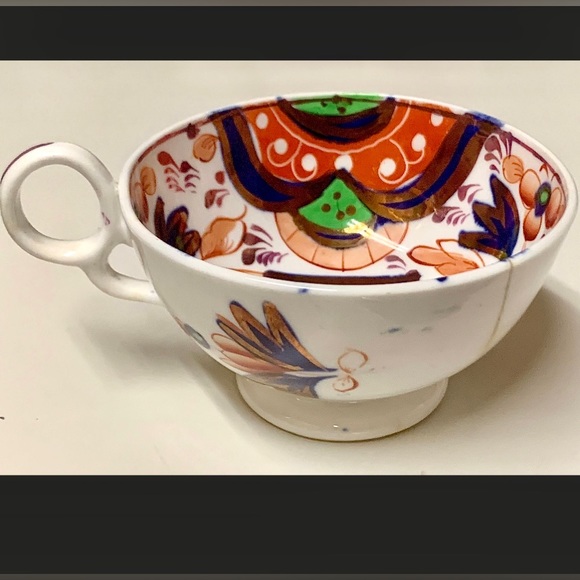 Early 1800s Gaudy Welsh Hexagon Variant Pattern Copper Lustre Pedestal Cup - Picture 10 of 10